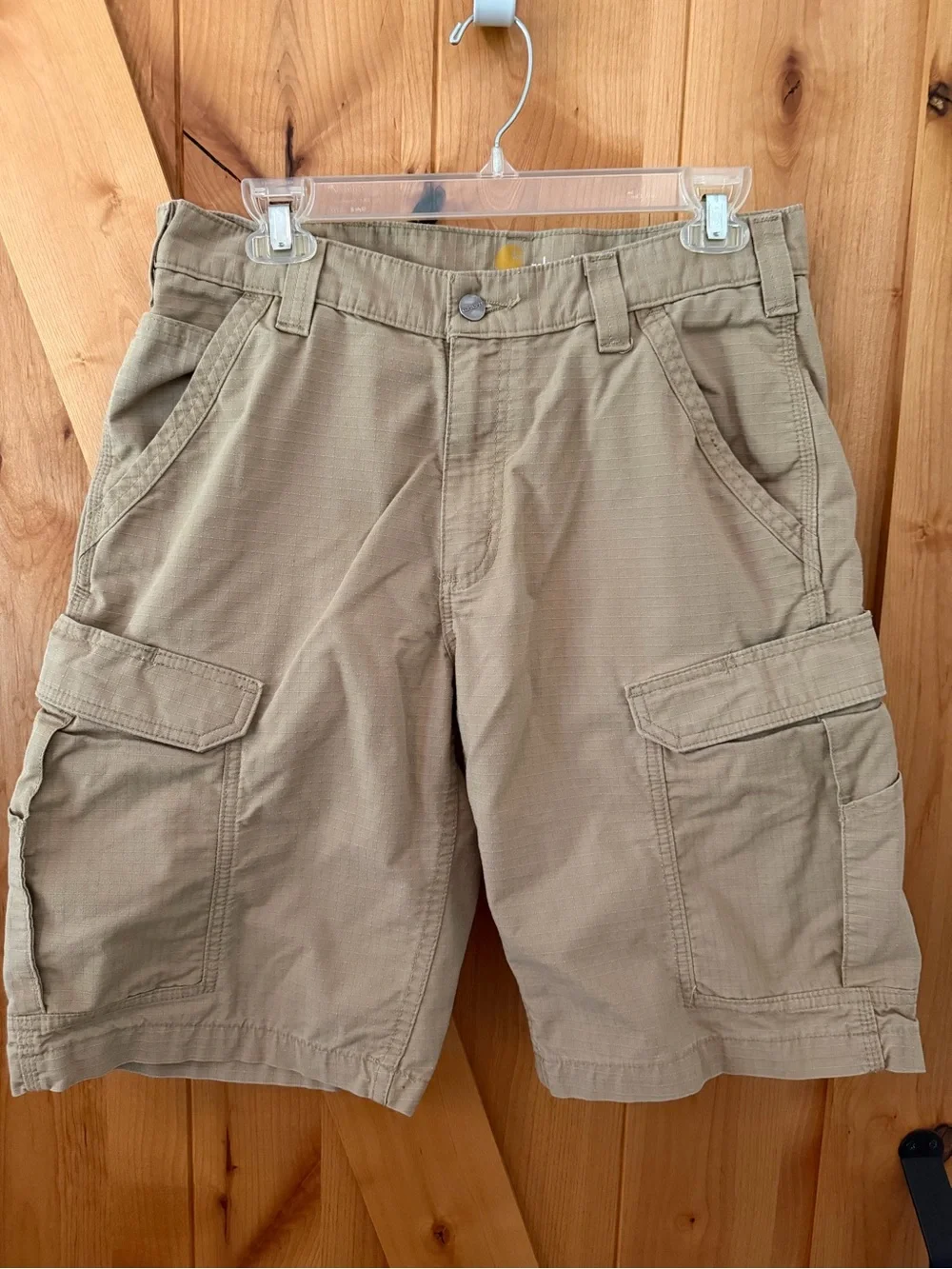 *Sold* Carhartt Relaxed Fit Ripstop Cargo Shorts Tan Hiking Utility Size 32